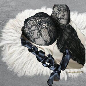 🖤 🌹🥂 Beautiful Blush Corset with Black Satin Ribbon Closure